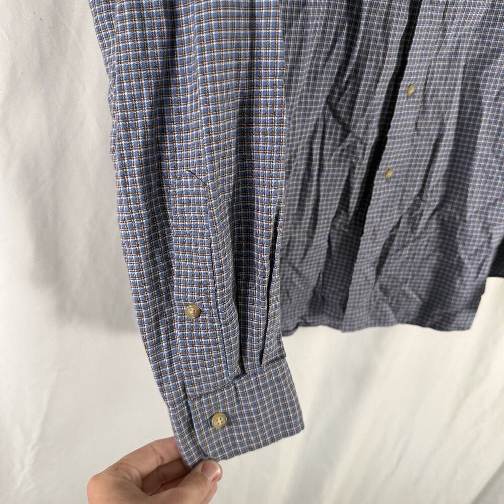 Ralph Lauren Dress Shirt Men's XL Blue Plaid Button Up Long Sleeve 100% Cotton - Picture 4 of 11